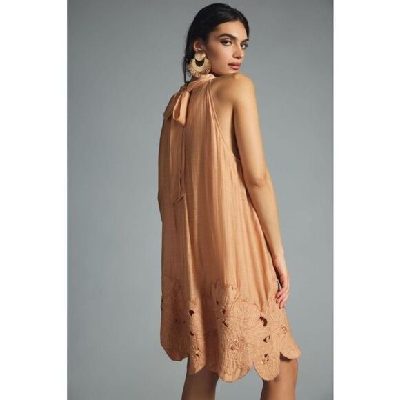 Anthropologie Floral Cutwork Halter Dress XS NEW - Picture 3 of 4